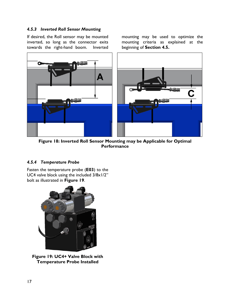 3 inverted roll sensor mounting, 4 temperature probe | NORAC UC4+BC+JD8 User Manual | Page 20 / 38