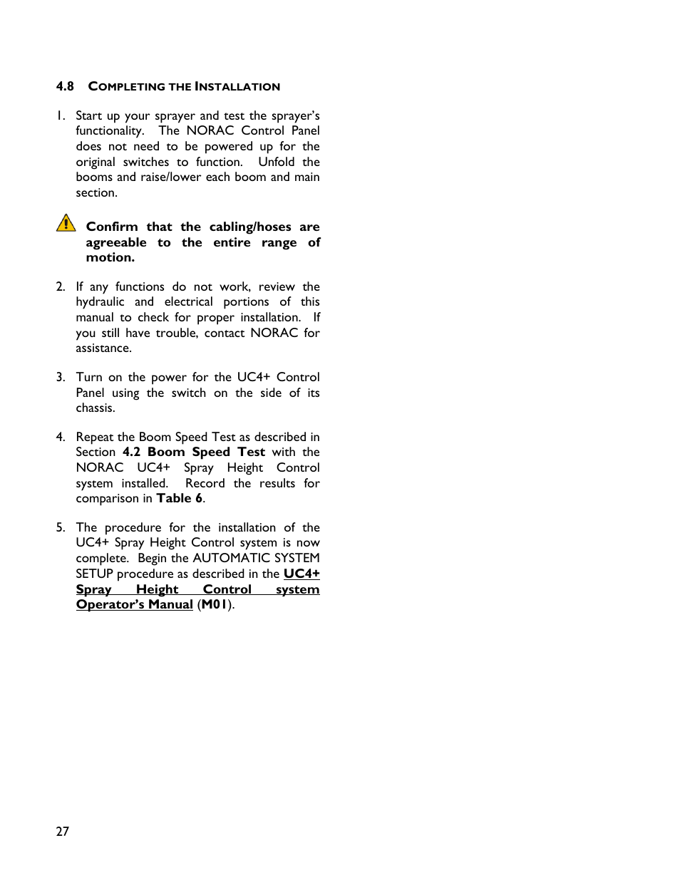 8 completing the installation | NORAC UC4+BC+JD8 User Manual | Page 30 / 38