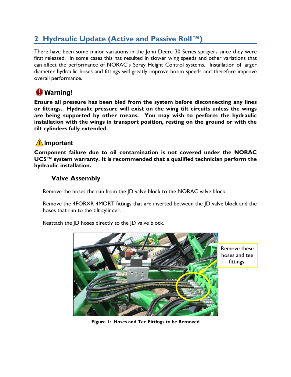 2 hydraulic update (active and passive roll™) | NORAC UC4+BC+JD8 Update User Manual | Page 5 / 15