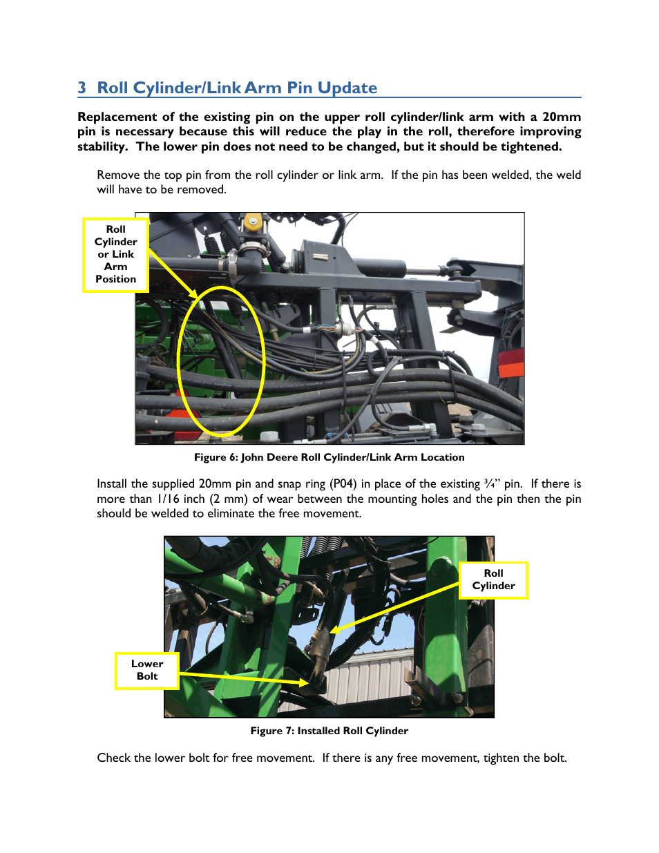 3 roll cylinder/link arm pin update | NORAC UC4+BC+JD8 Update User Manual | Page 9 / 15