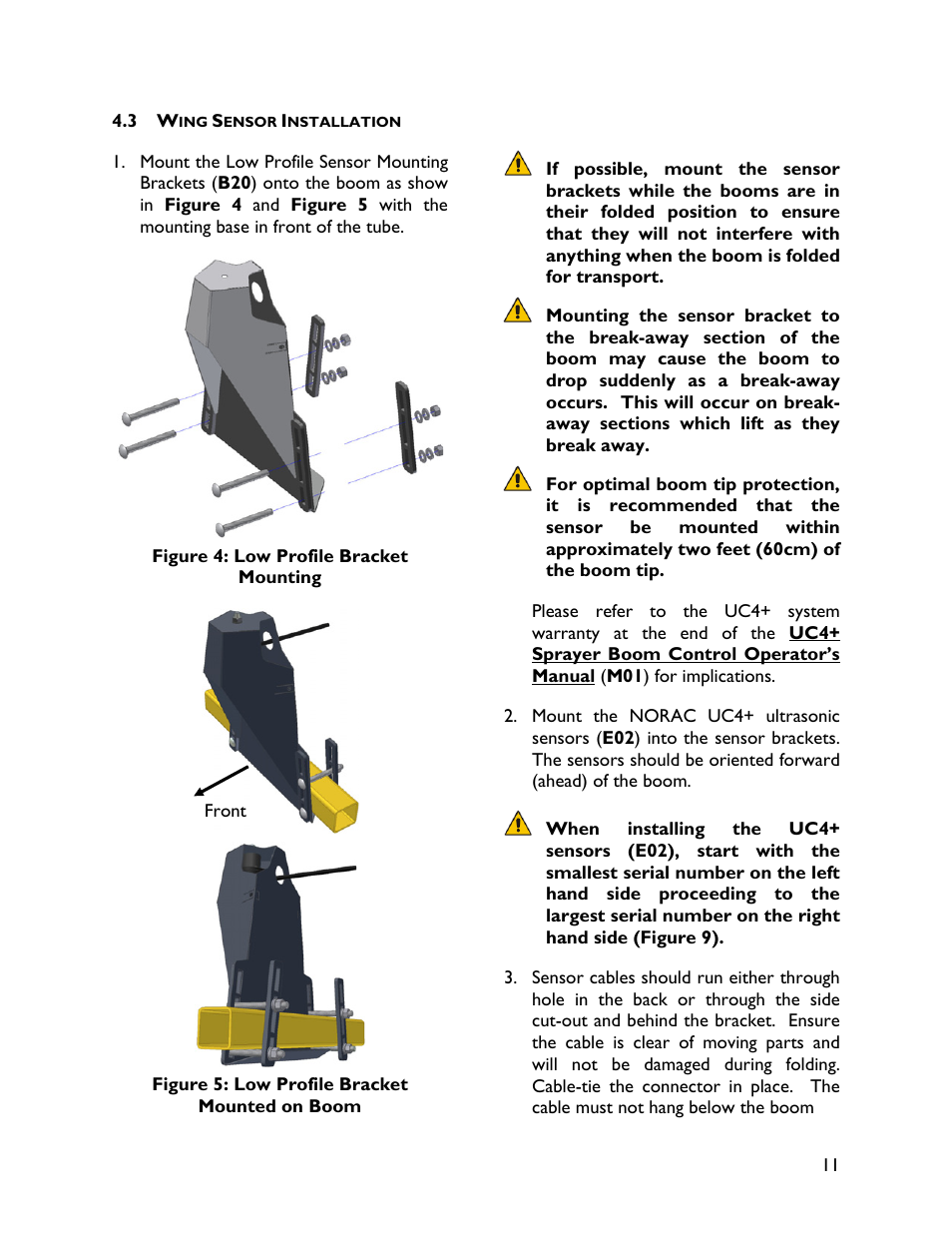 3 wing sensor installation | NORAC UC4+BC+JD8A User Manual | Page 15 / 49