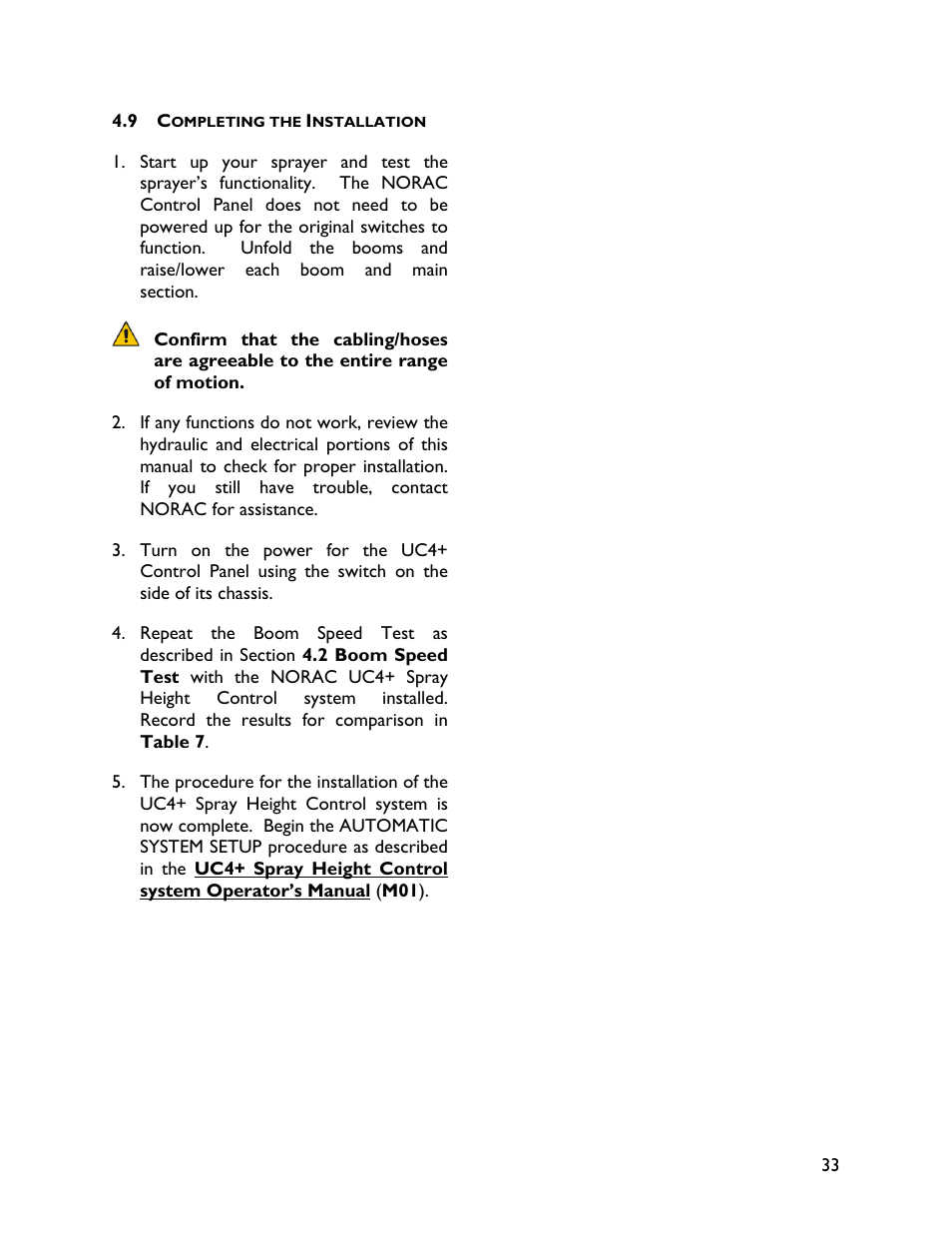 9 completing the installation | NORAC UC4+BC+JD8A User Manual | Page 37 / 49