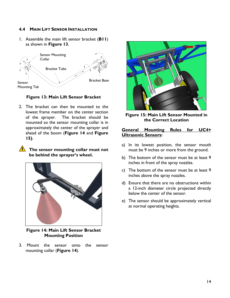 4 main lift sensor installation | NORAC UC4+BC+JD10 User Manual | Page 17 / 38