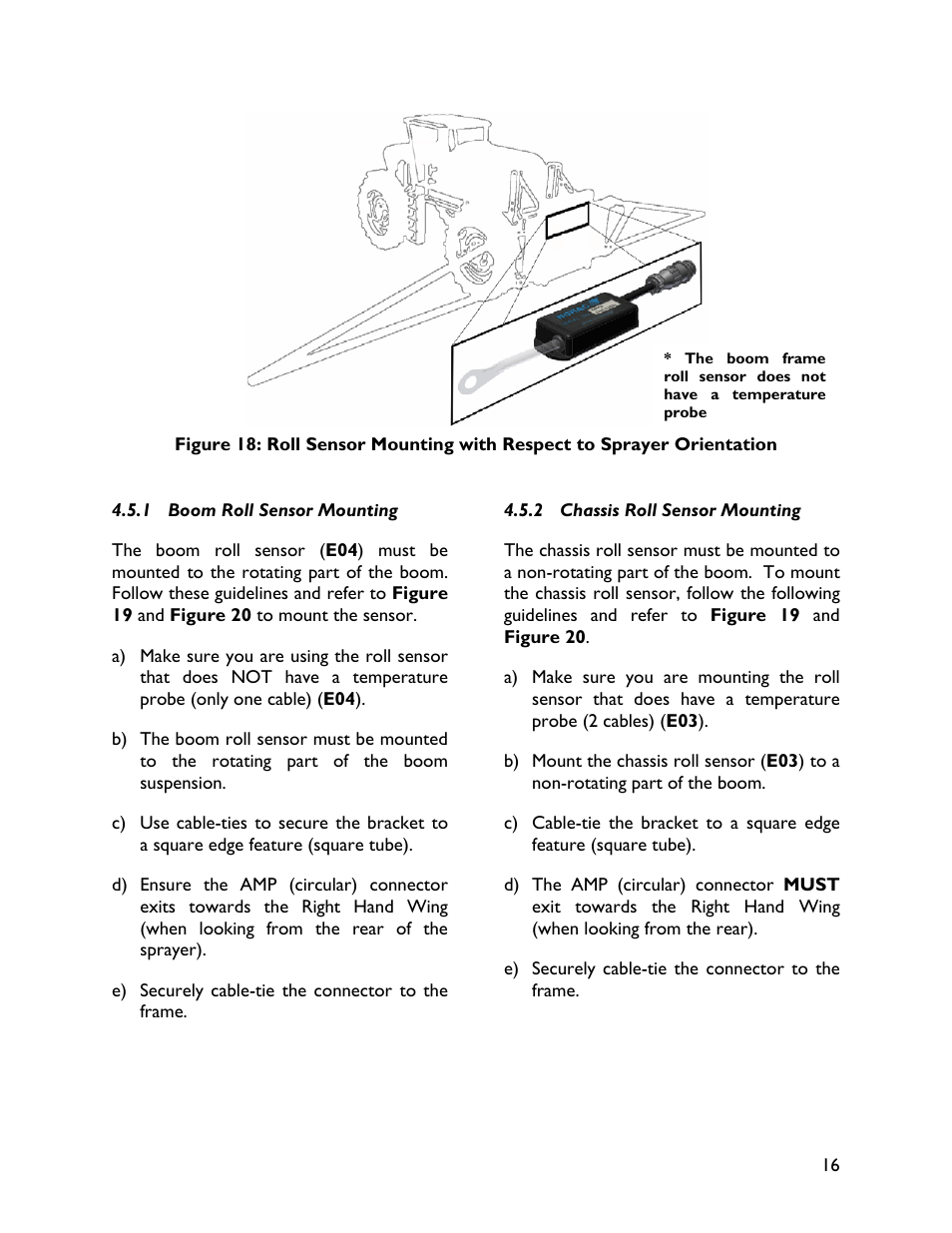 1 boom roll sensor mounting, 2 chassis roll sensor mounting | NORAC UC4+BC+JD10 User Manual | Page 19 / 38