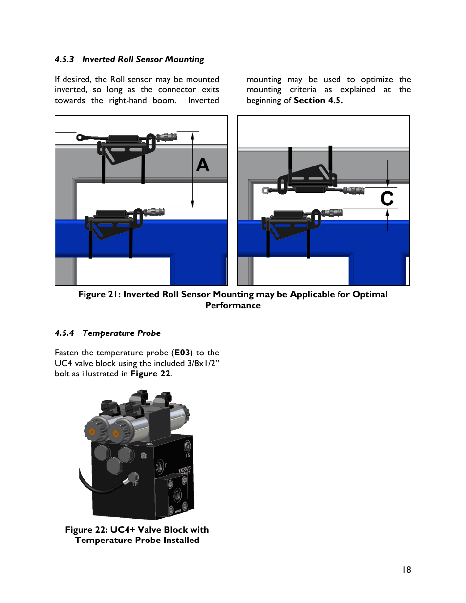 3 inverted roll sensor mounting, 4 temperature probe | NORAC UC4+BC+JD10 User Manual | Page 21 / 38