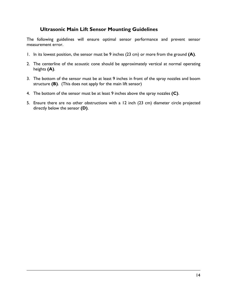 6 ultrasonic main lift sensor mounting guidelines | NORAC UC4+BC+JD11 User Manual | Page 17 / 39