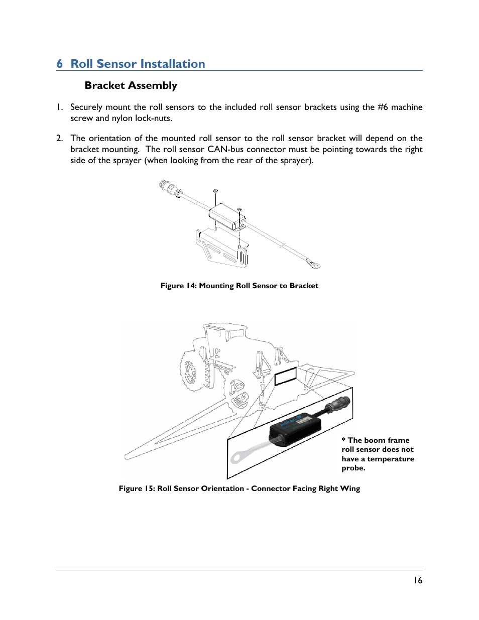 6 roll sensor installation, 1 bracket assembly | NORAC UC4+BC+JD11 User Manual | Page 19 / 39