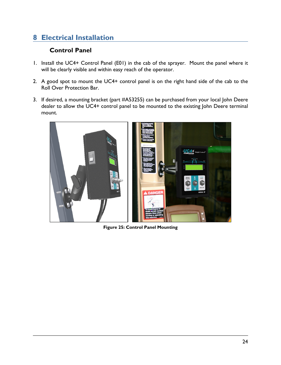 8 electrical installation, 1 control panel | NORAC UC4+BC+JD11 User Manual | Page 27 / 39