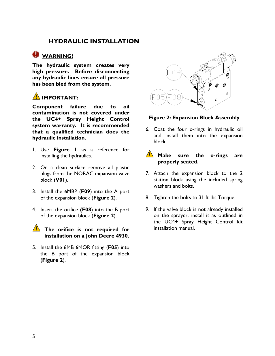 3 hydraulic installation | NORAC UC4+JD9-4B User Manual | Page 8 / 13