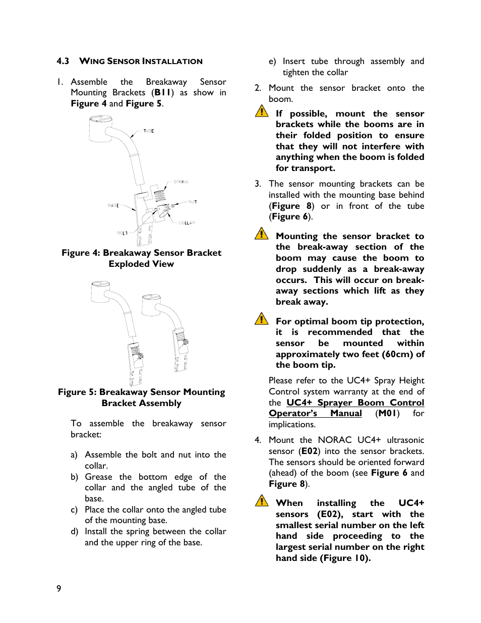 3 wing sensor installation | NORAC UC4+BC+MC2 User Manual | Page 12 / 37