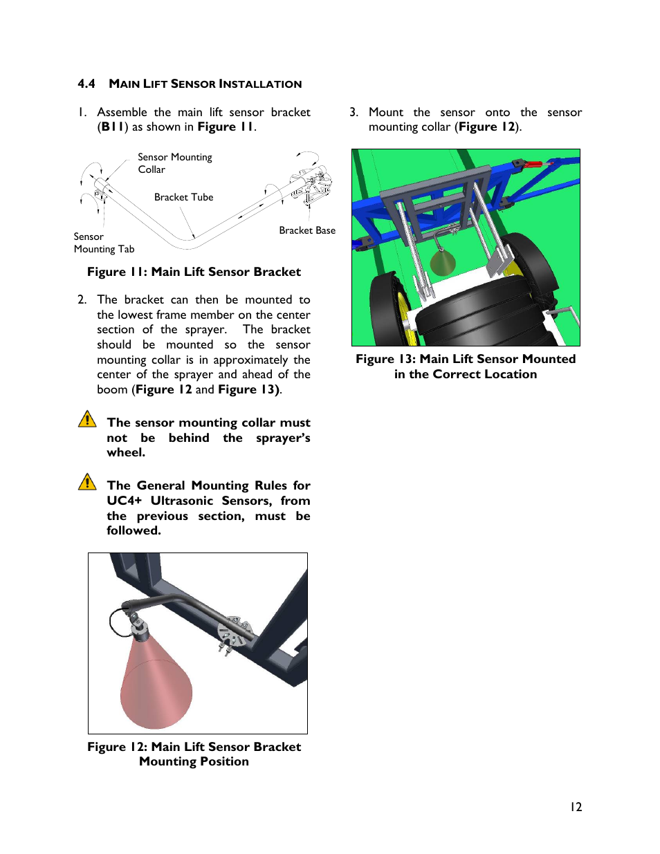 4 main lift sensor installation | NORAC UC4+BC+MC2 User Manual | Page 15 / 37