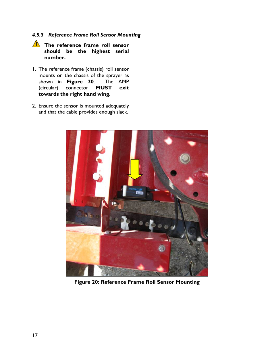 3 reference frame roll sensor mounting | NORAC UC4+BC+MC2 User Manual | Page 20 / 37