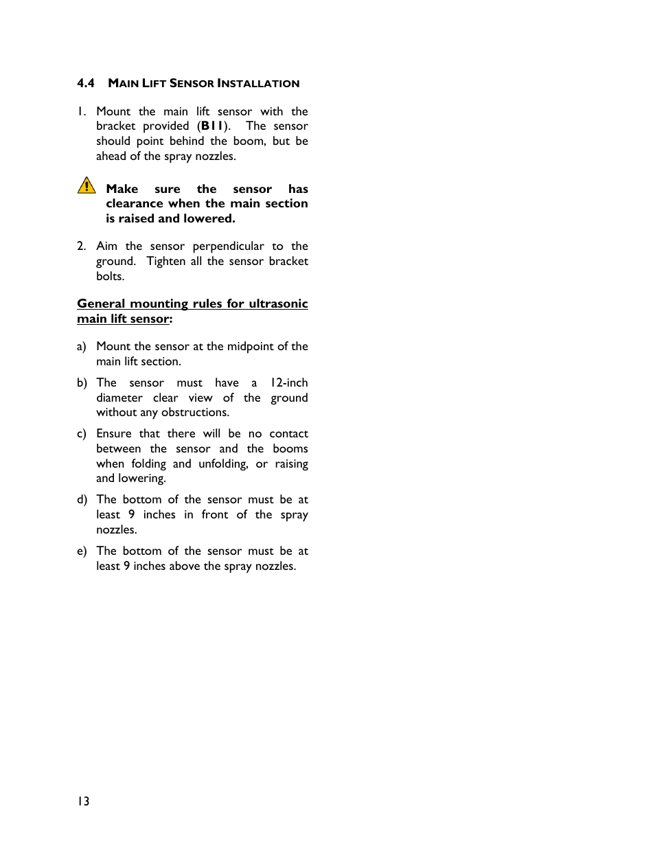 4 main lift sensor installation | NORAC UC4+BC+NT3 User Manual | Page 16 / 36