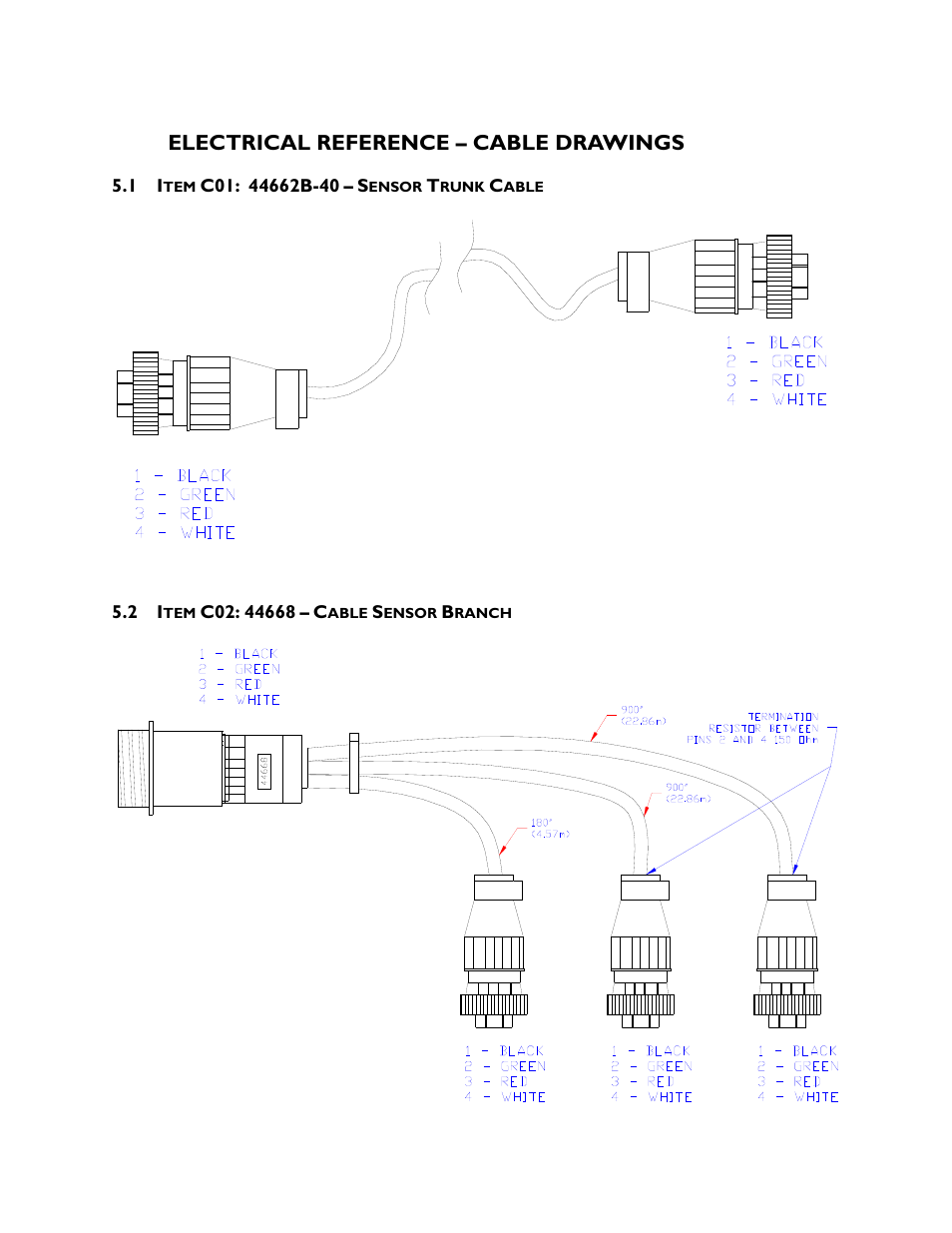 5 electrical reference – cable drawings, 1 item c01: 44662b-40, 2 item c02: 44668 | Electrical reference – cable drawings | NORAC UC4+BC+NT3 User Manual | Page 26 / 36