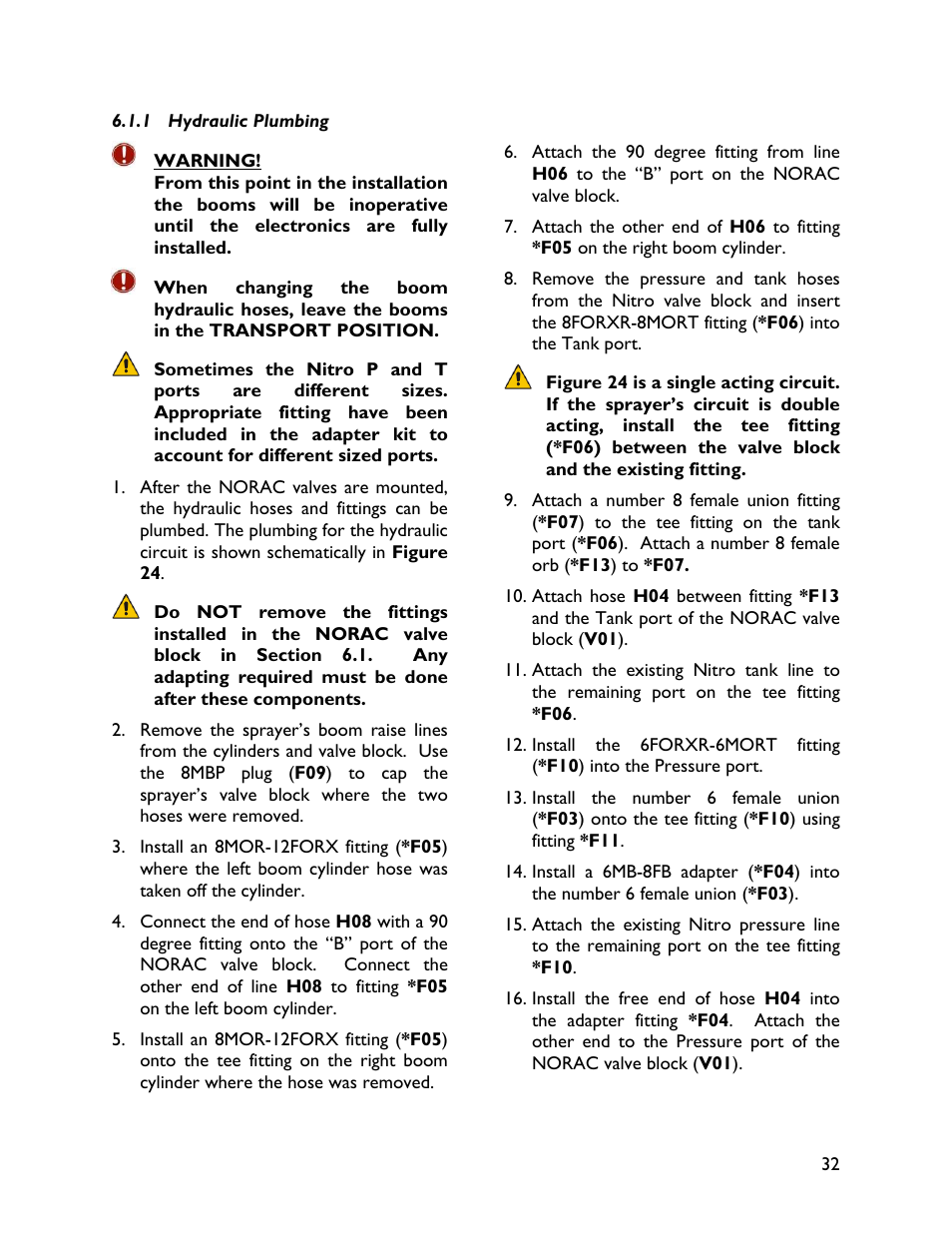1 hydraulic plumbing | NORAC UC4+BC+NT3 User Manual | Page 35 / 36