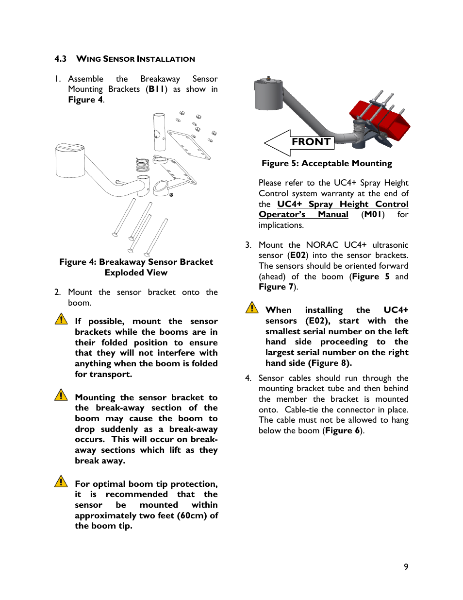 3 wing sensor installation | NORAC UC4+BC+NT4 User Manual | Page 13 / 37