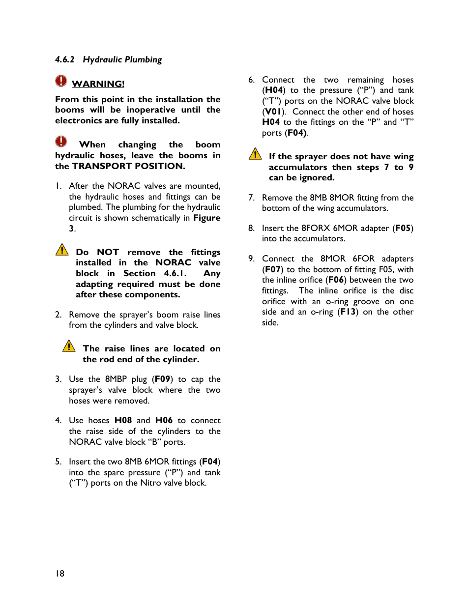 2 hydraulic plumbing | NORAC UC4+BC+NT4 User Manual | Page 22 / 37