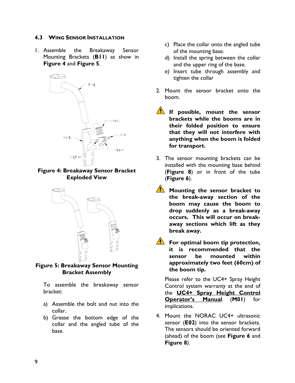 3 wing sensor installation | NORAC UC4+BC+RB1 User Manual | Page 12 / 32