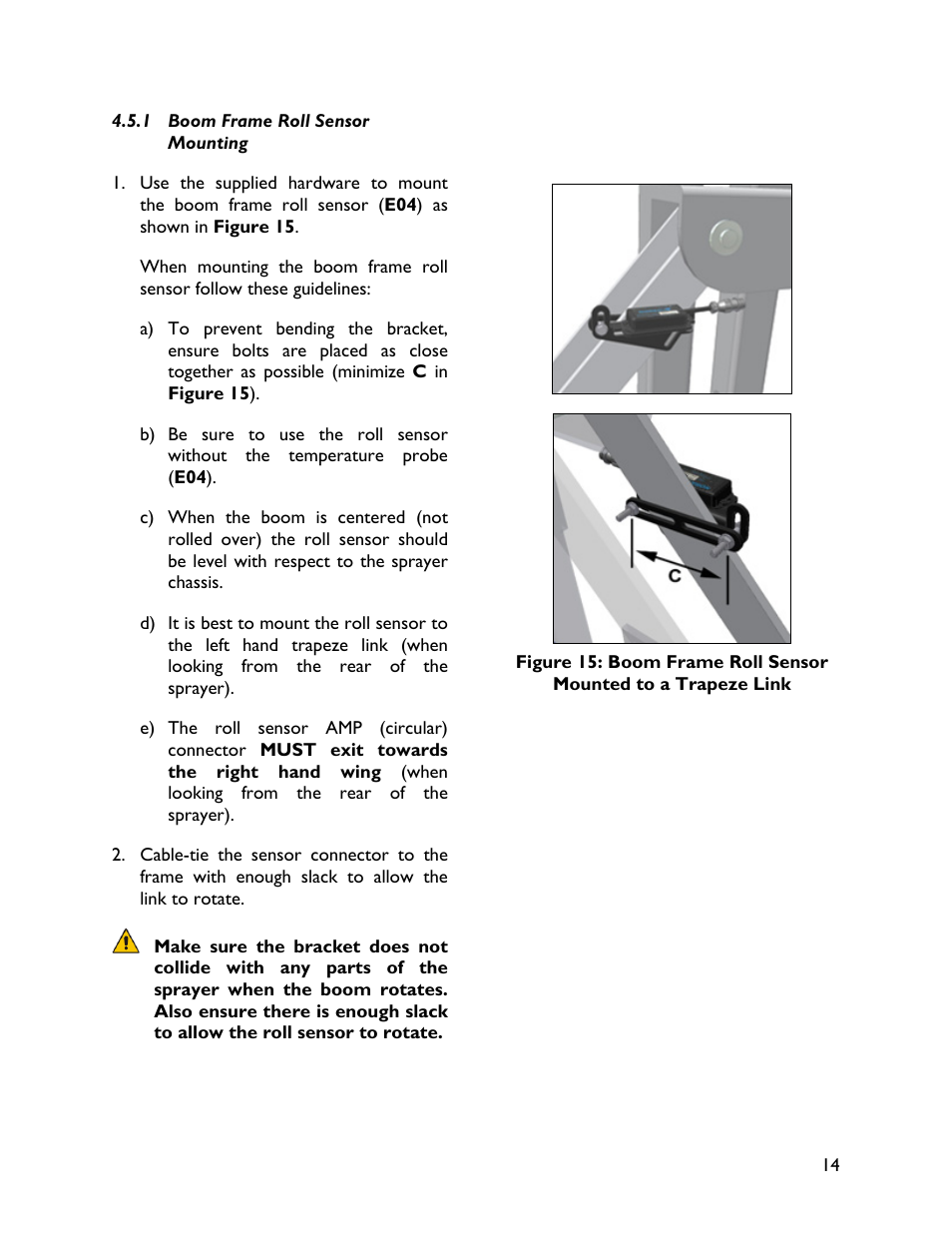 1 boom frame roll sensormounting | NORAC UC4+BC+RB1 User Manual | Page 17 / 32