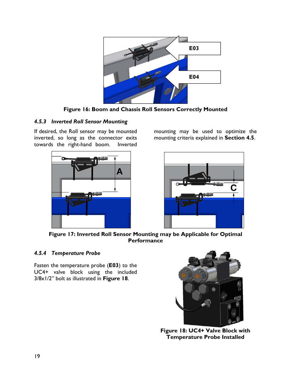 3 inverted roll sensor mounting, 4 temperature probe | NORAC UC4+BC+RG6 User Manual | Page 22 / 39