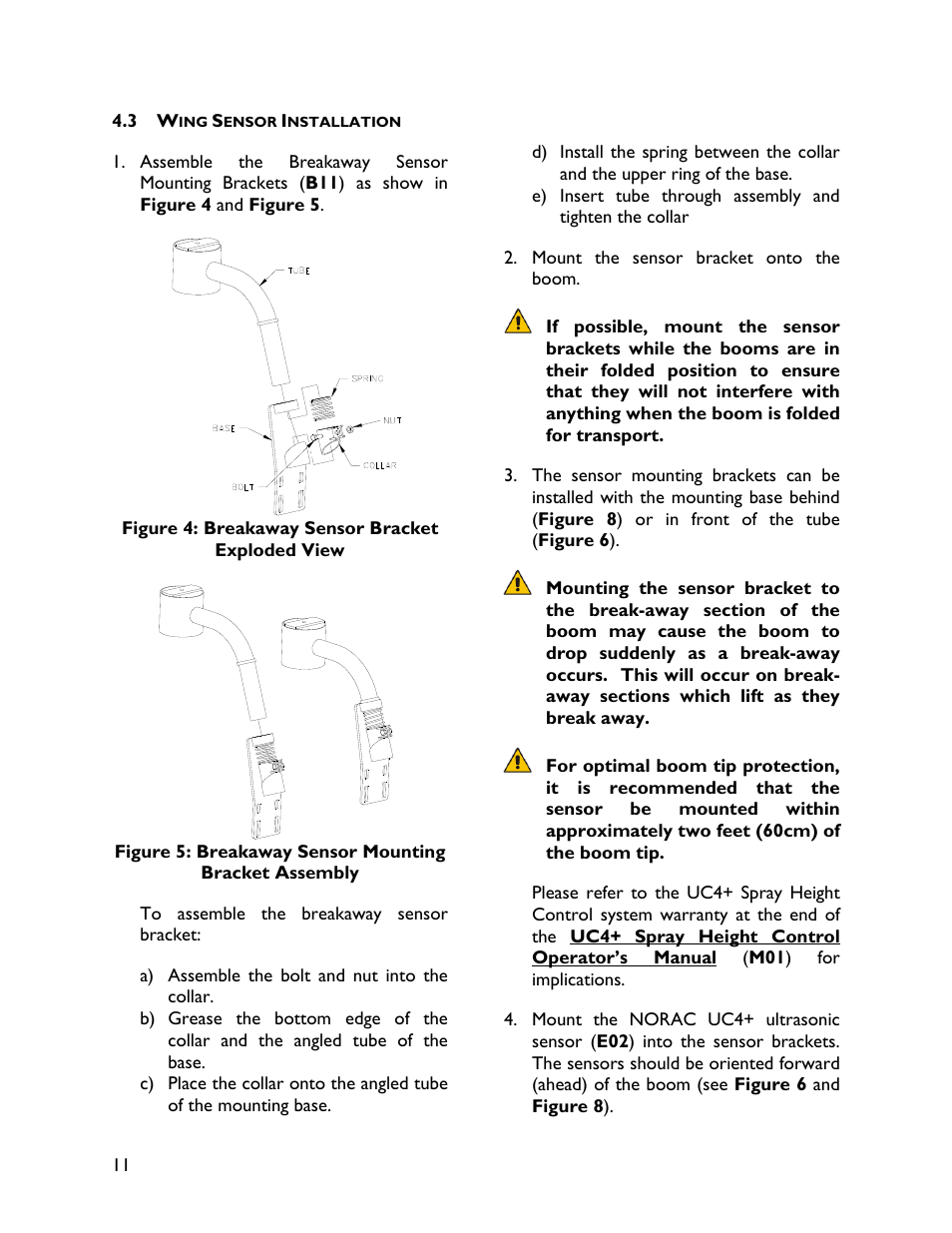 3 wing sensor installation | NORAC UC4+BC+RG4 User Manual | Page 14 / 40