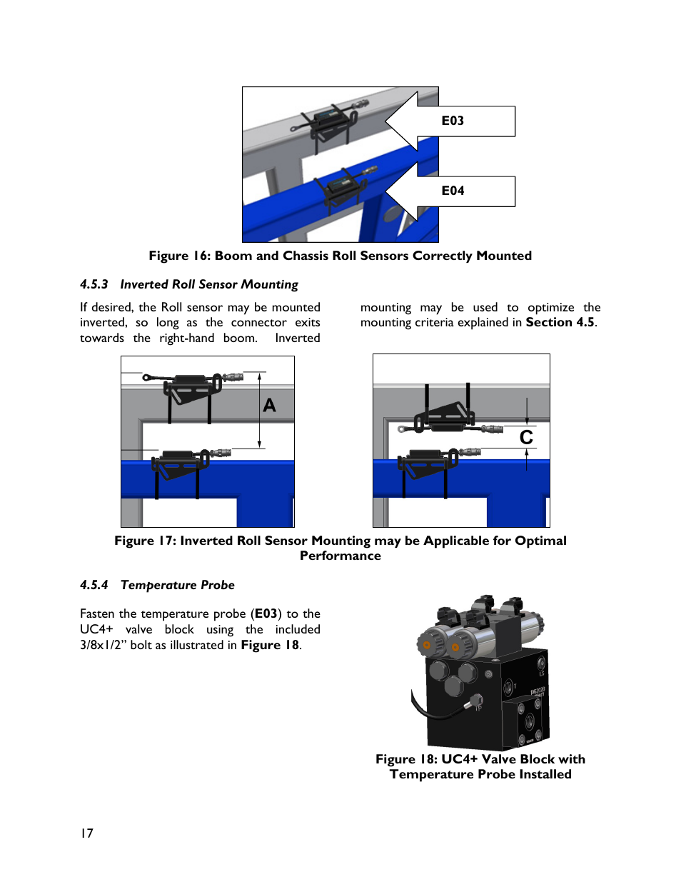 3 inverted roll sensor mounting, 4 temperature probe | NORAC UC4+BC+RG4 User Manual | Page 20 / 40