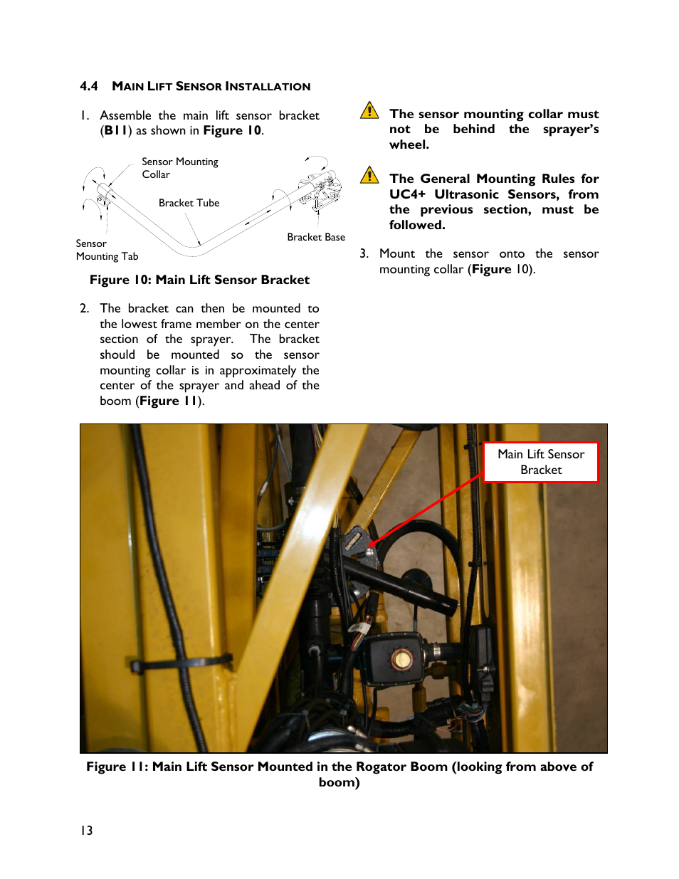 4 main lift sensor installation | NORAC UC4+BC+RG7 User Manual | Page 16 / 35