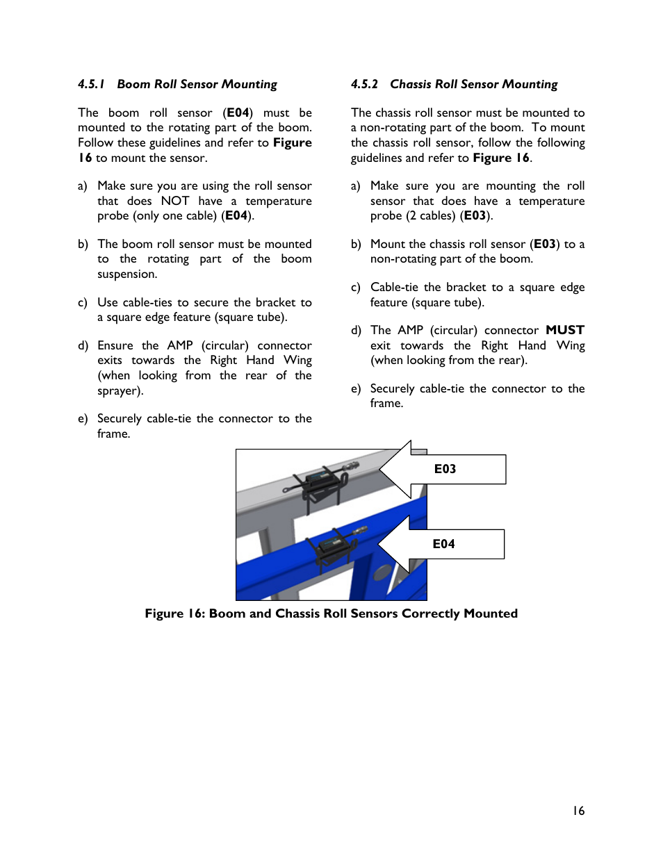 1 boom roll sensor mounting, 2 chassis roll sensor mounting | NORAC UC4+BC+RG7 User Manual | Page 19 / 35