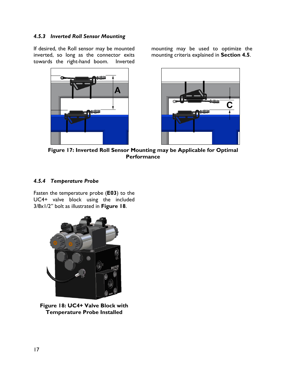 3 inverted roll sensor mounting, 4 temperature probe | NORAC UC4+BC+RG7 User Manual | Page 20 / 35