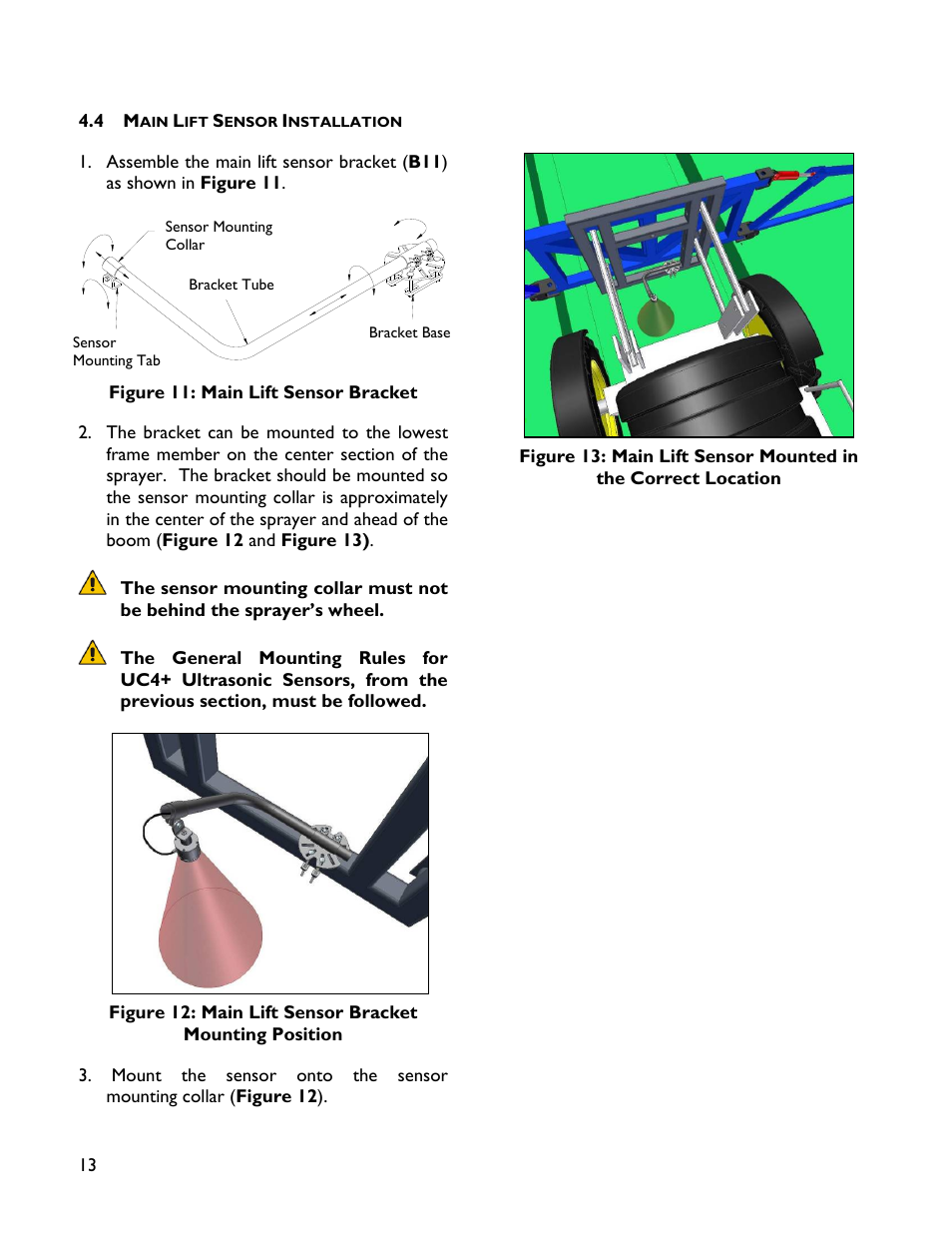 4 main lift sensor installation | NORAC UC4+BC+SC1 User Manual | Page 16 / 35