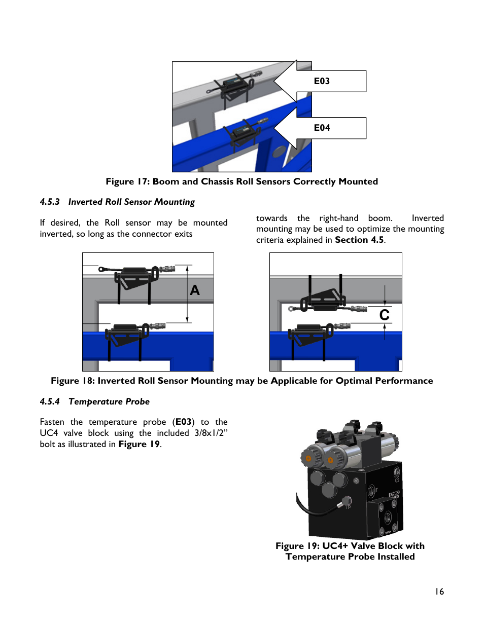 3 inverted roll sensor mounting, 4 temperature probe | NORAC UC4+BC+SC1 User Manual | Page 19 / 35