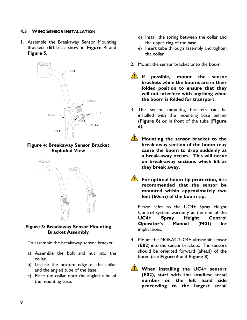 3 wing sensor installation | NORAC UC4+BC+SC2 User Manual | Page 12 / 36