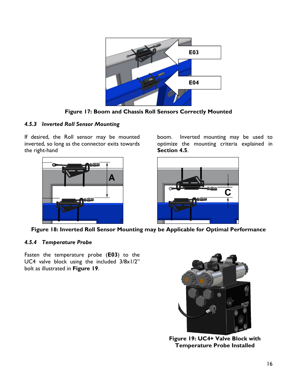 3 inverted roll sensor mounting, 4 temperature probe | NORAC UC4+BC+SC2 User Manual | Page 19 / 36