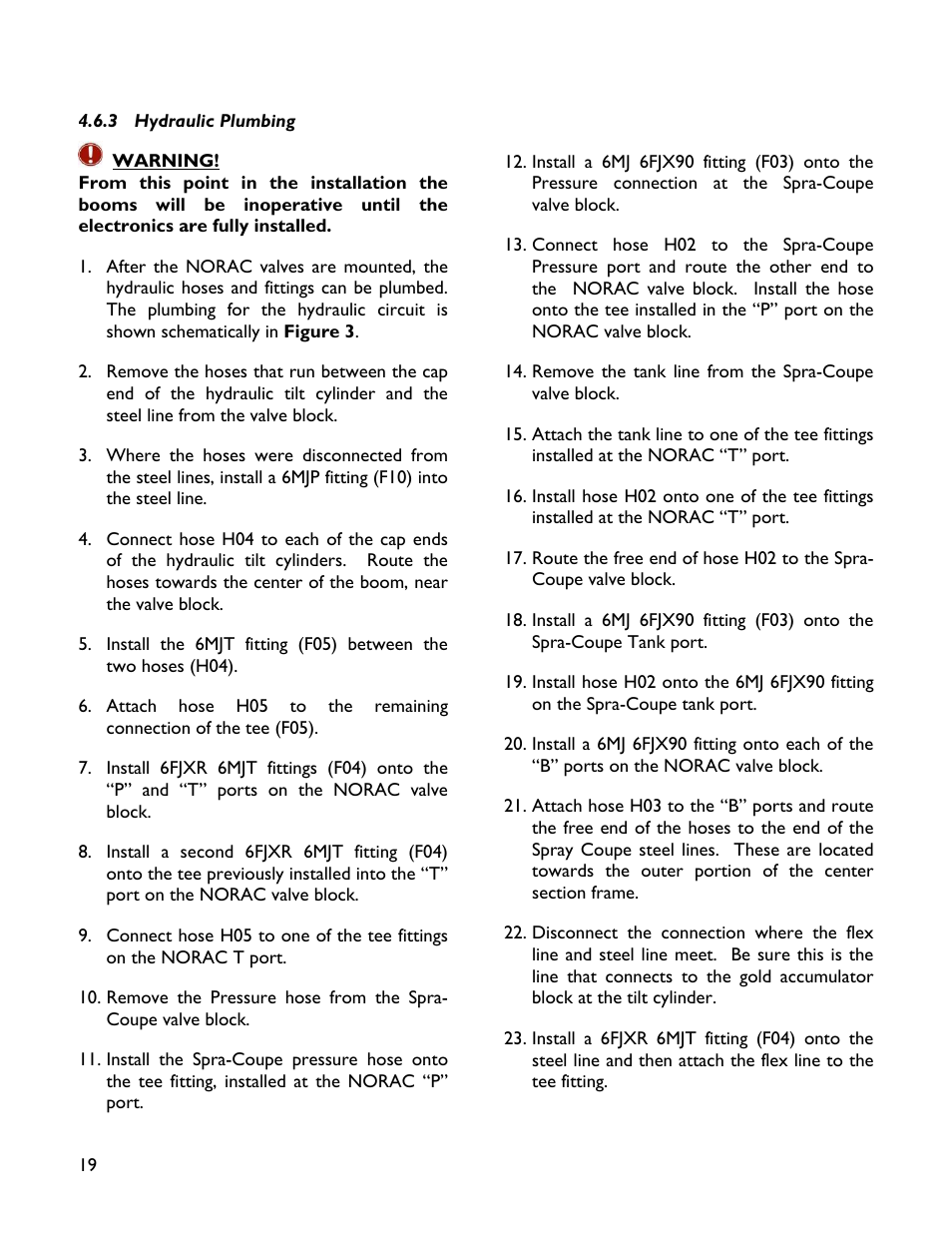 3 hydraulic plumbing | NORAC UC4+BC+SC2 User Manual | Page 22 / 36