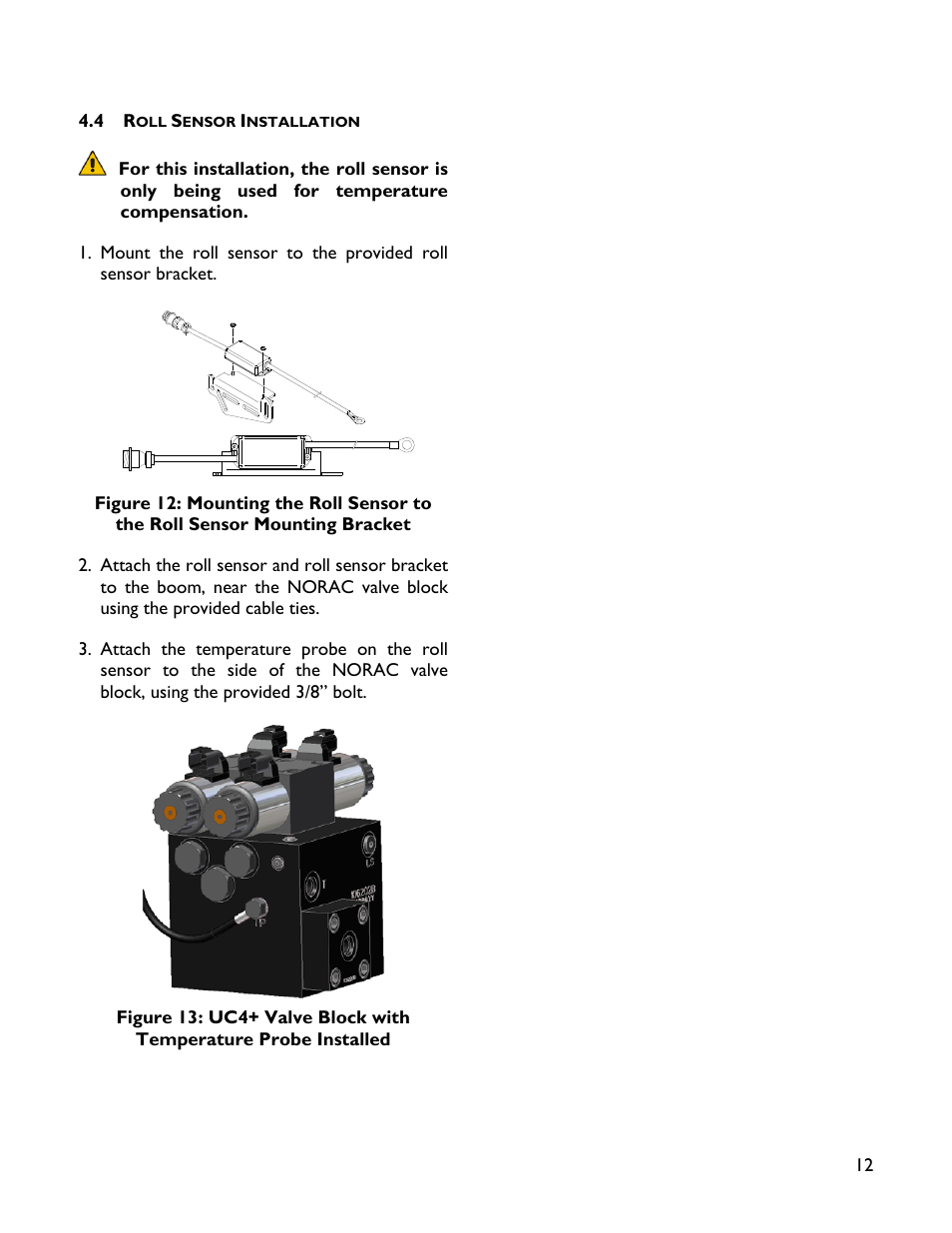 4 roll sensor installation | NORAC UC4+BC+SC4 User Manual | Page 15 / 27