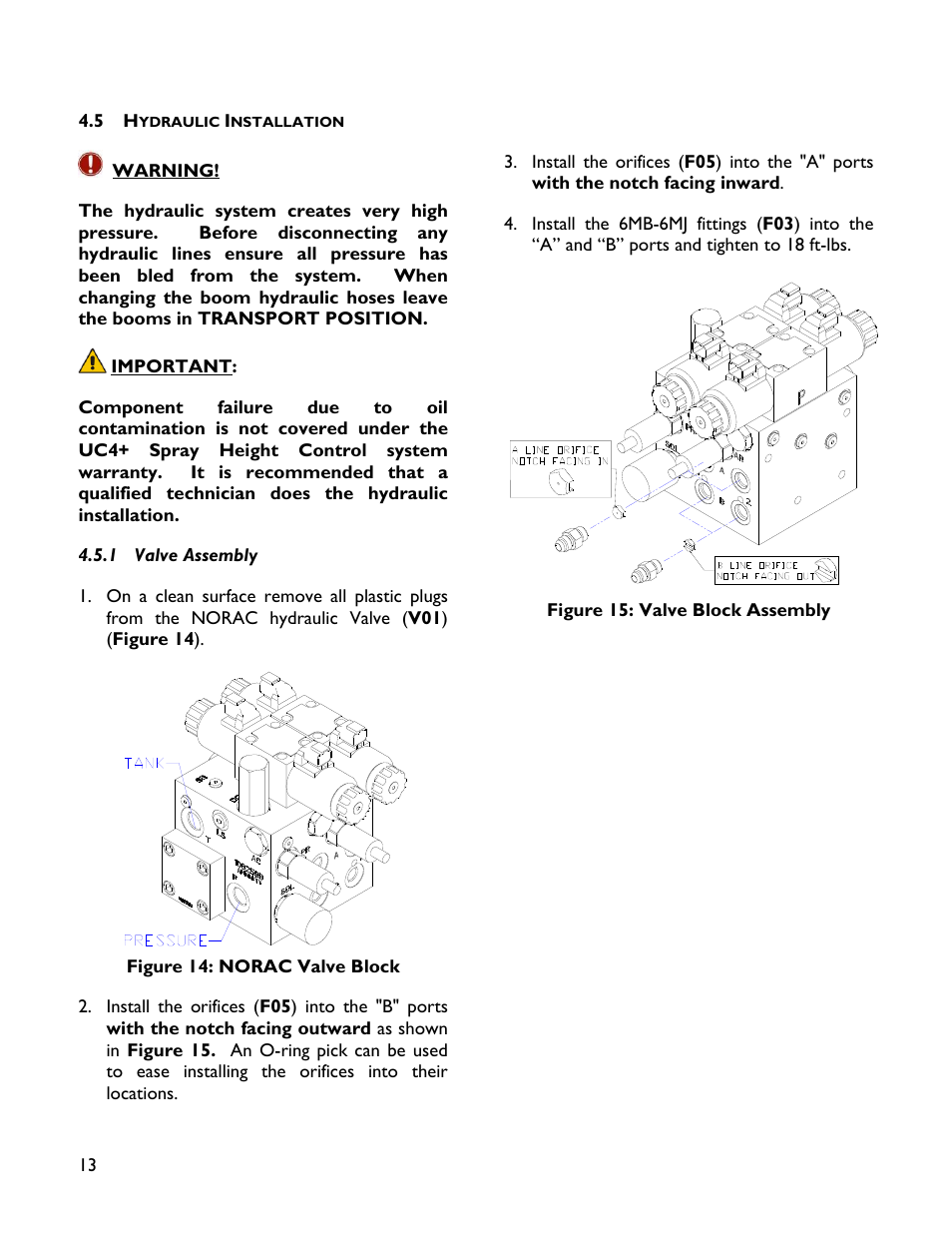 5 hydraulic installation, 1 valve assembly | NORAC UC4+BC+SC4 User Manual | Page 16 / 27