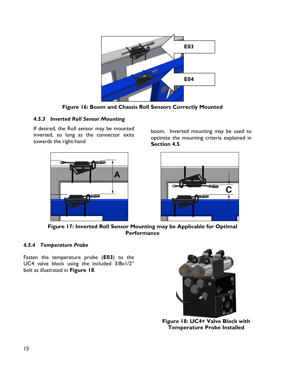 3 inverted roll sensor mounting, 4 temperature probe | NORAC UC4+BC+WR2 User Manual | Page 18 / 31