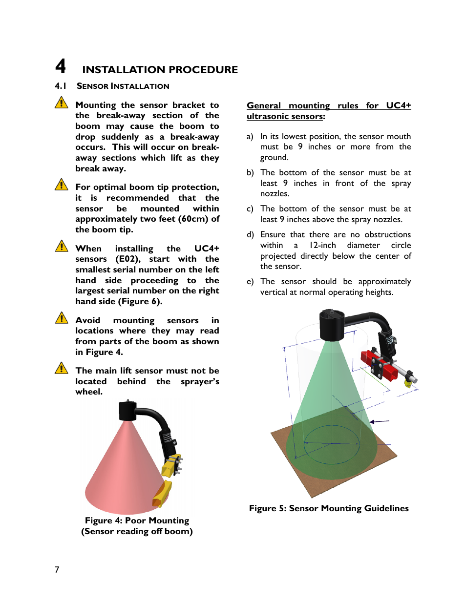 4 installation procedure, 1 sensor installation | NORAC UC4+BC+FT1 User Manual | Page 10 / 30