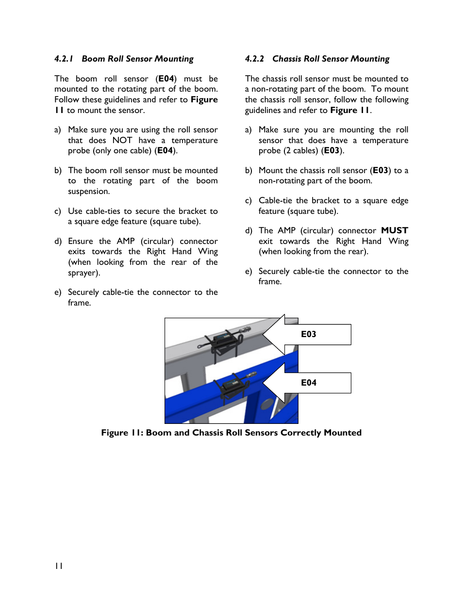 1 boom roll sensor mounting, 2 chassis roll sensor mounting | NORAC UC4+BC+FT1 User Manual | Page 14 / 30