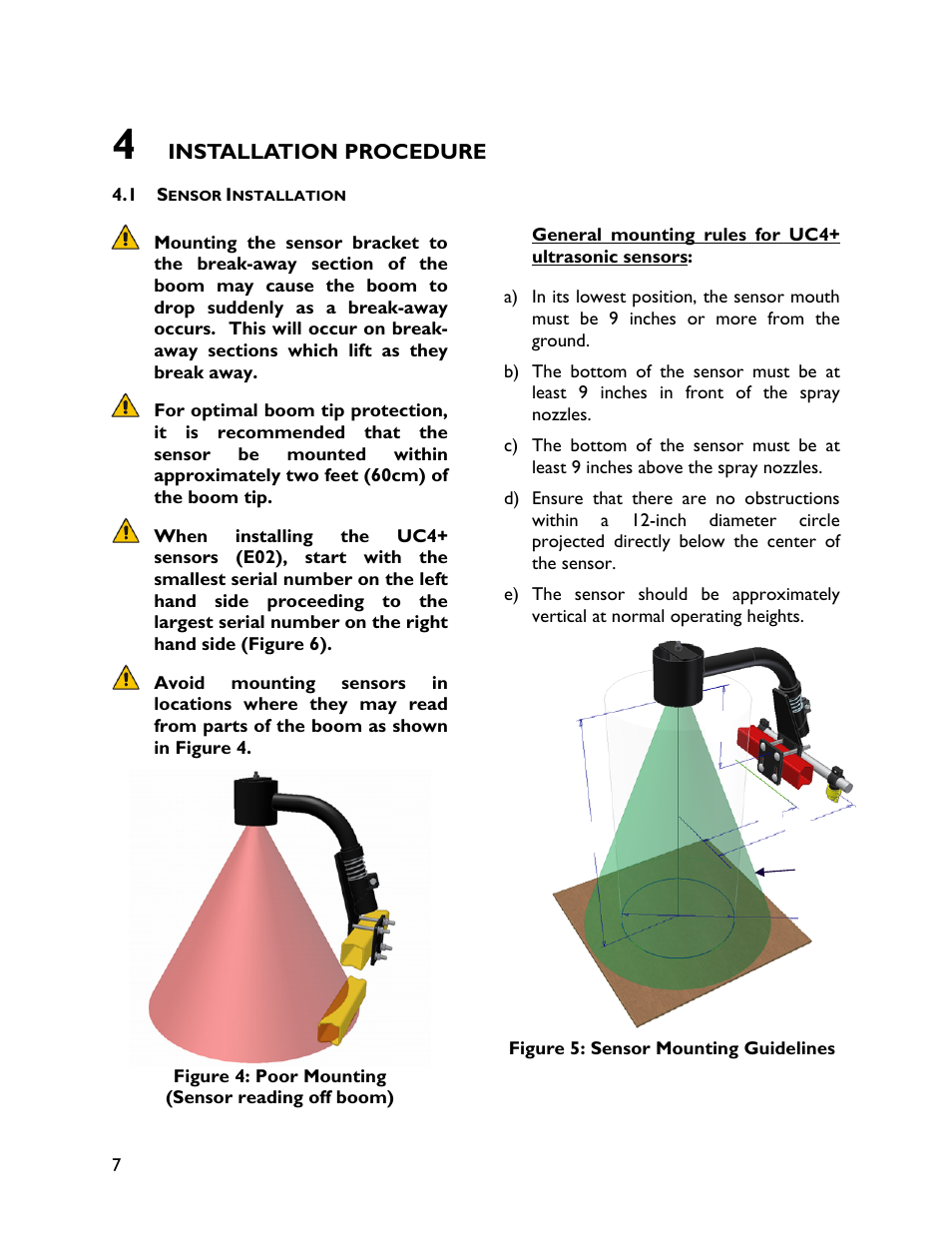 4 installation procedure, 1 sensor installation | NORAC UC4+BC+FT2 User Manual | Page 10 / 28