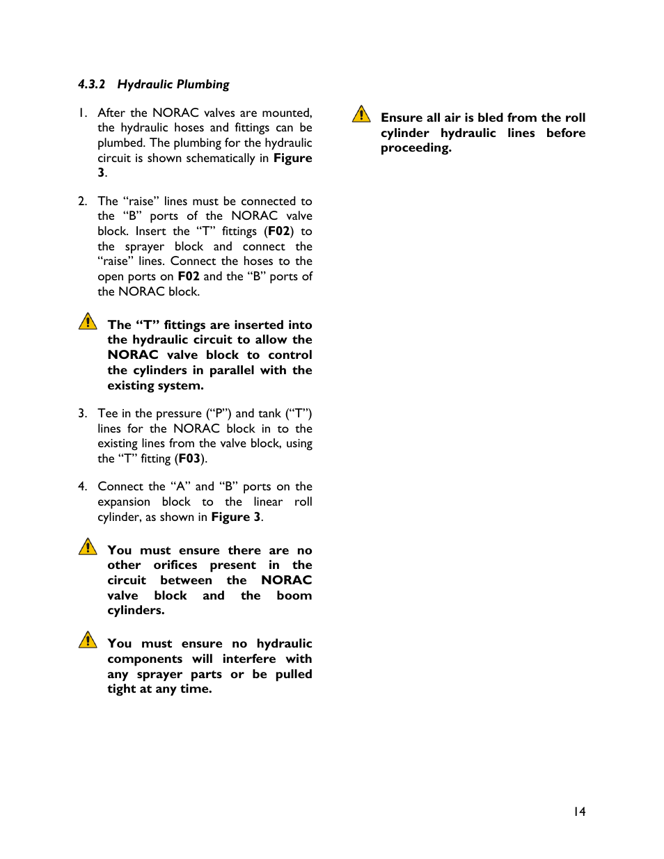 2 hydraulic plumbing | NORAC UC4+BC+FT2 User Manual | Page 17 / 28