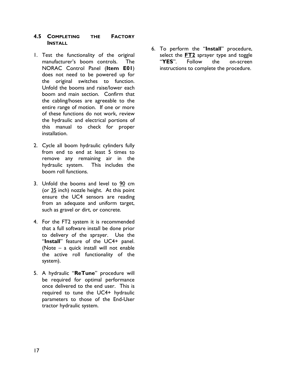 5 completing the factoryinstall | NORAC UC4+BC+FT2 User Manual | Page 20 / 28