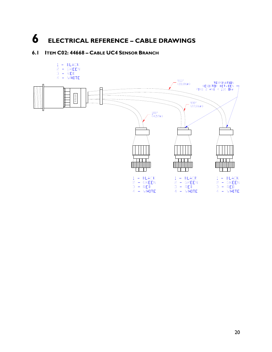 6 electrical reference – cable drawings, 1 item c02: 44668 | NORAC UC4+BC+FT2 User Manual | Page 23 / 28