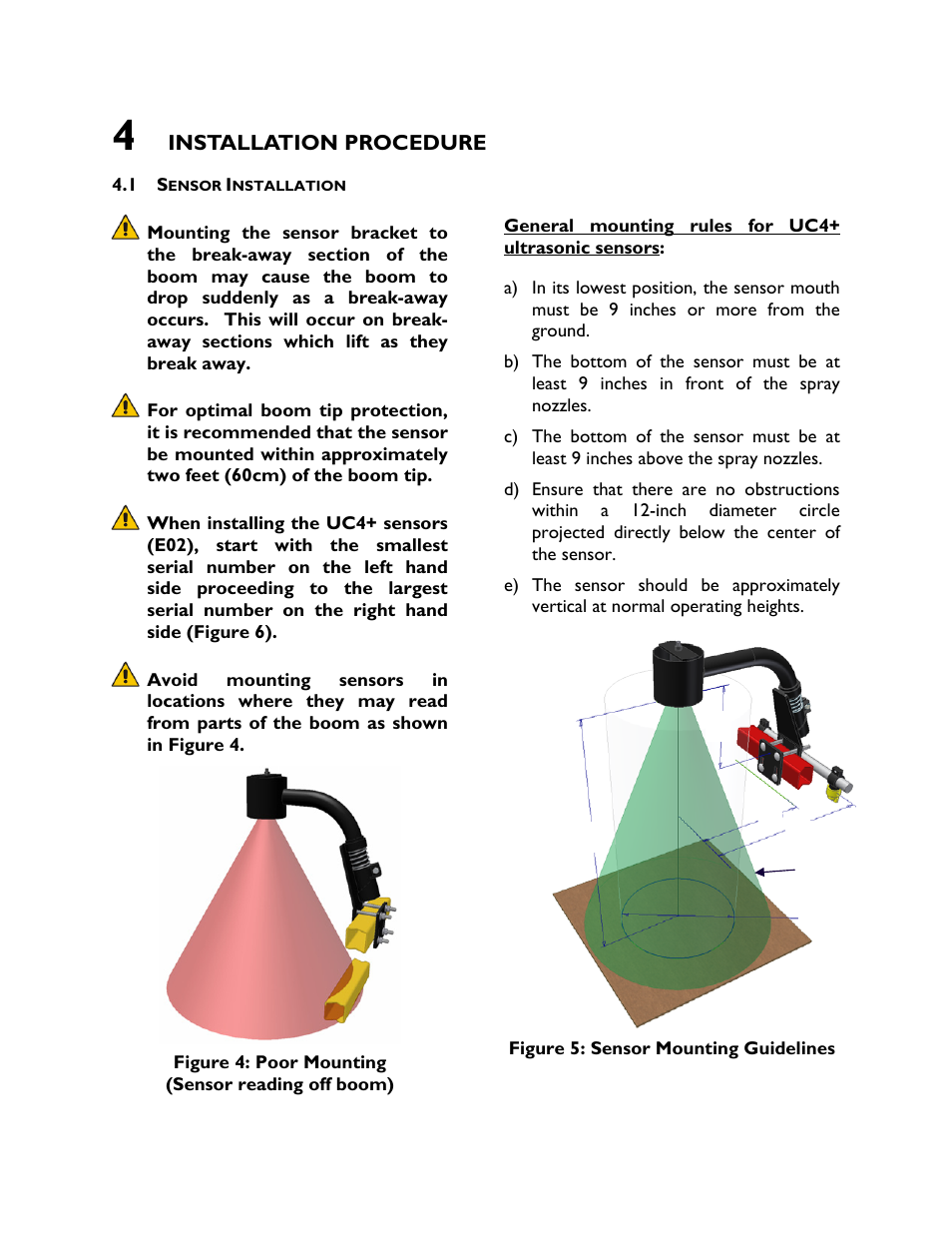4 installation procedure, 1 sensor installation | NORAC UC4+BC+FT2A User Manual | Page 10 / 29