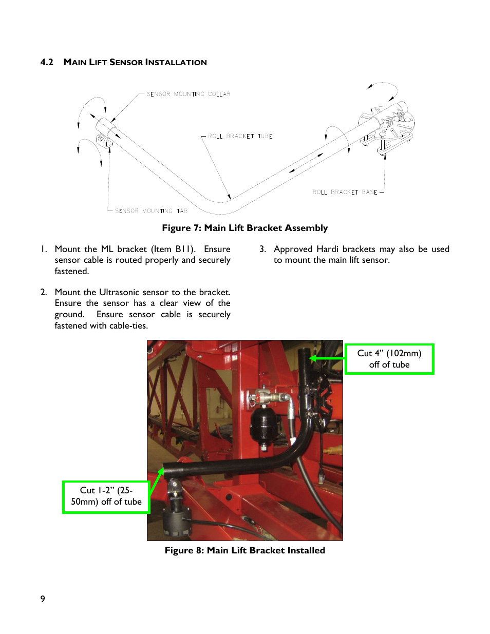 2 main lift sensor installation | NORAC UC4+BC+HD8A User Manual | Page 12 / 34