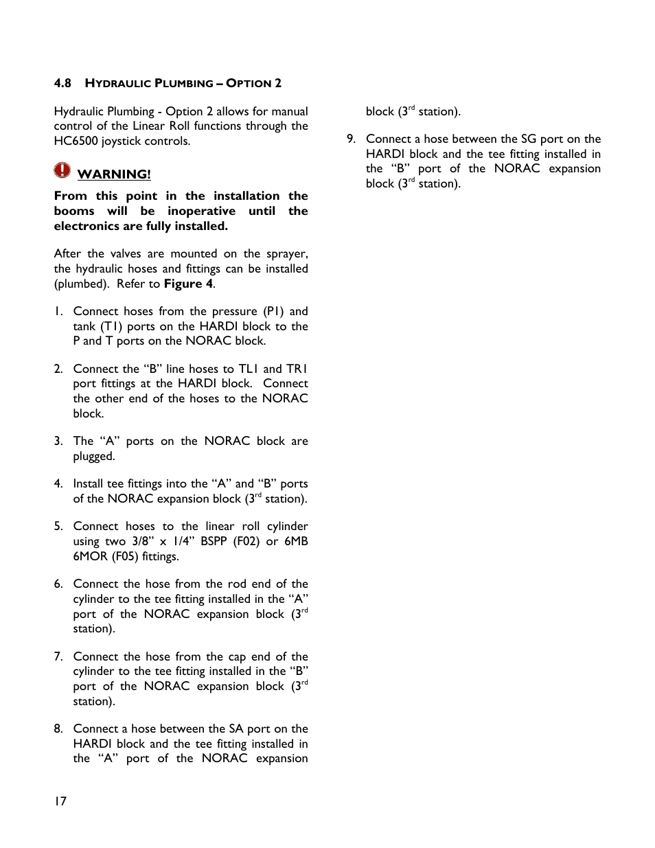 8 hydraulic plumbing – option 2 | NORAC UC4+BC+HD8A User Manual | Page 20 / 34