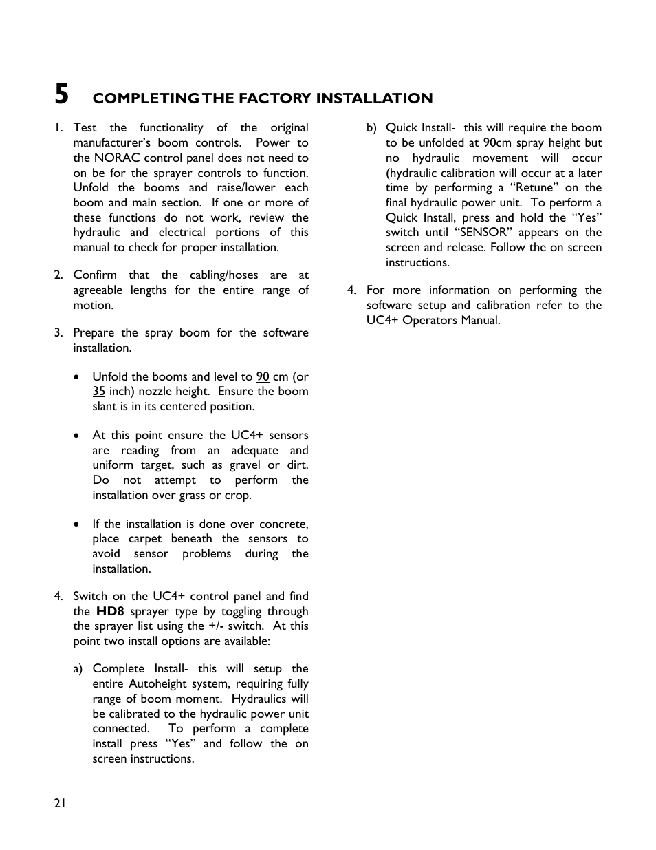 5 completing the factory installation | NORAC UC4+BC+HD8A User Manual | Page 24 / 34