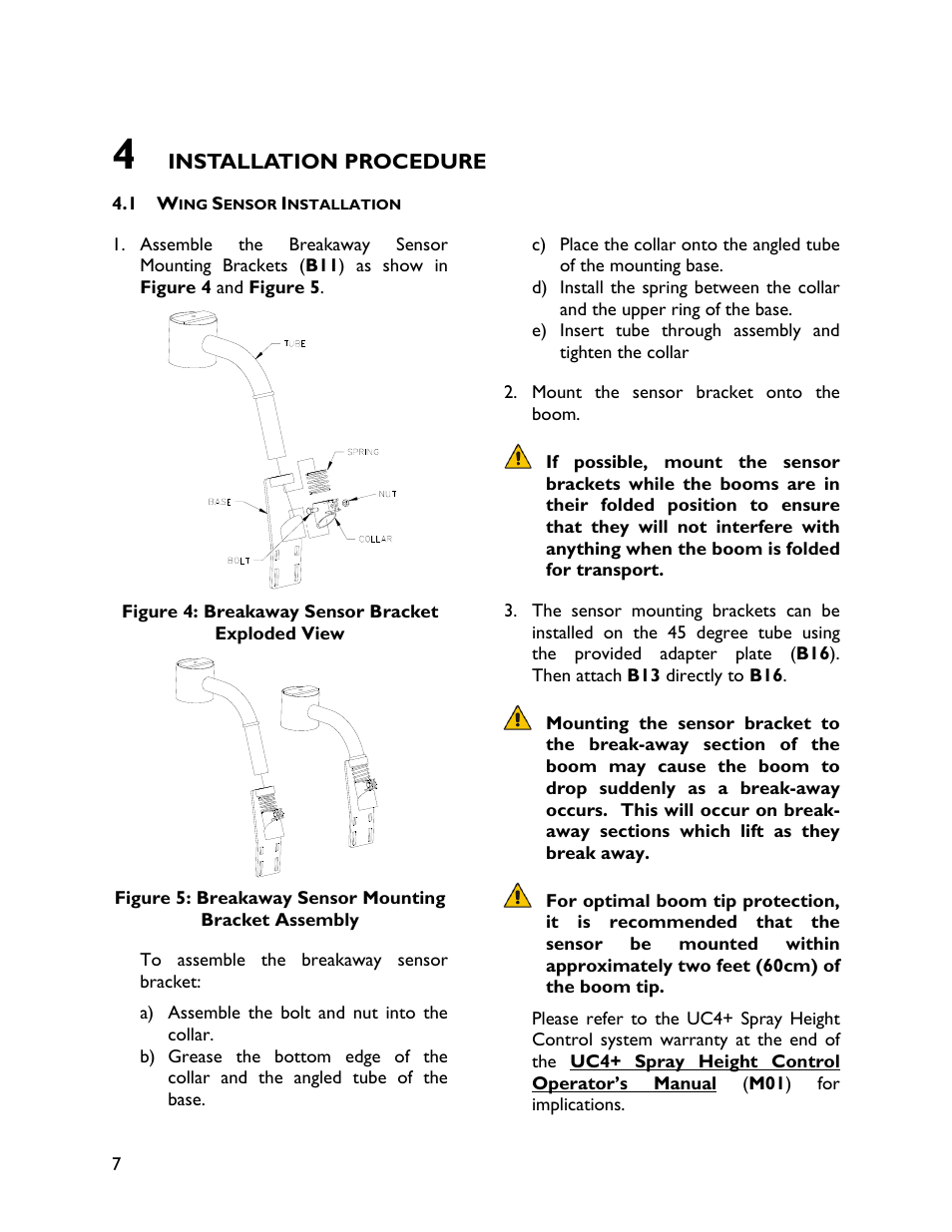 4 installation procedure, 1 wing sensor installation | NORAC UC4+BC+HG1 User Manual | Page 10 / 27