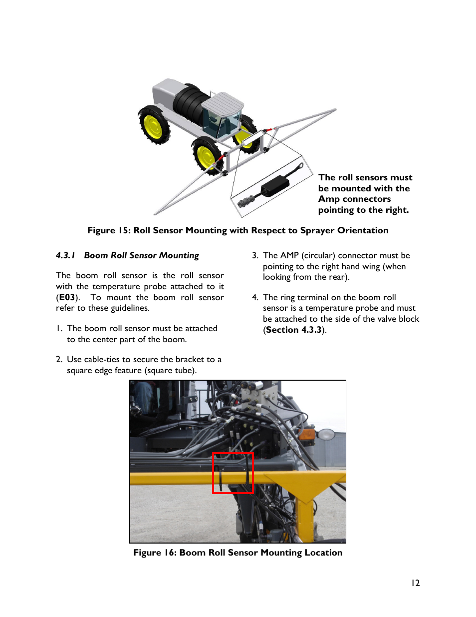 1 boom roll sensor mounting | NORAC UC4+BC+HG1 User Manual | Page 15 / 27