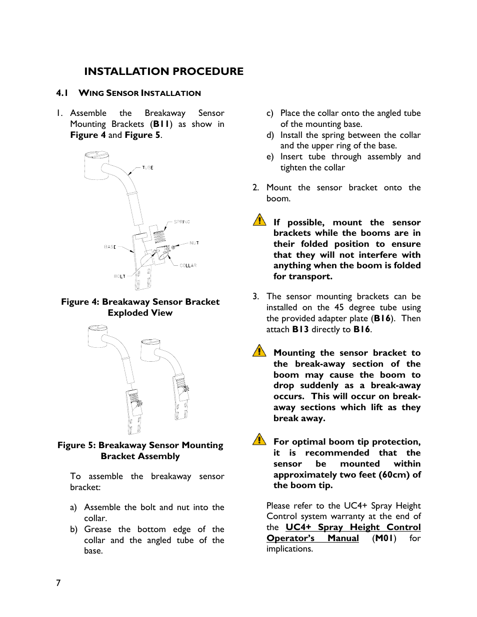 4 installation procedure, 1 wing sensor installation | NORAC UC4+BC+HG3 User Manual | Page 10 / 24